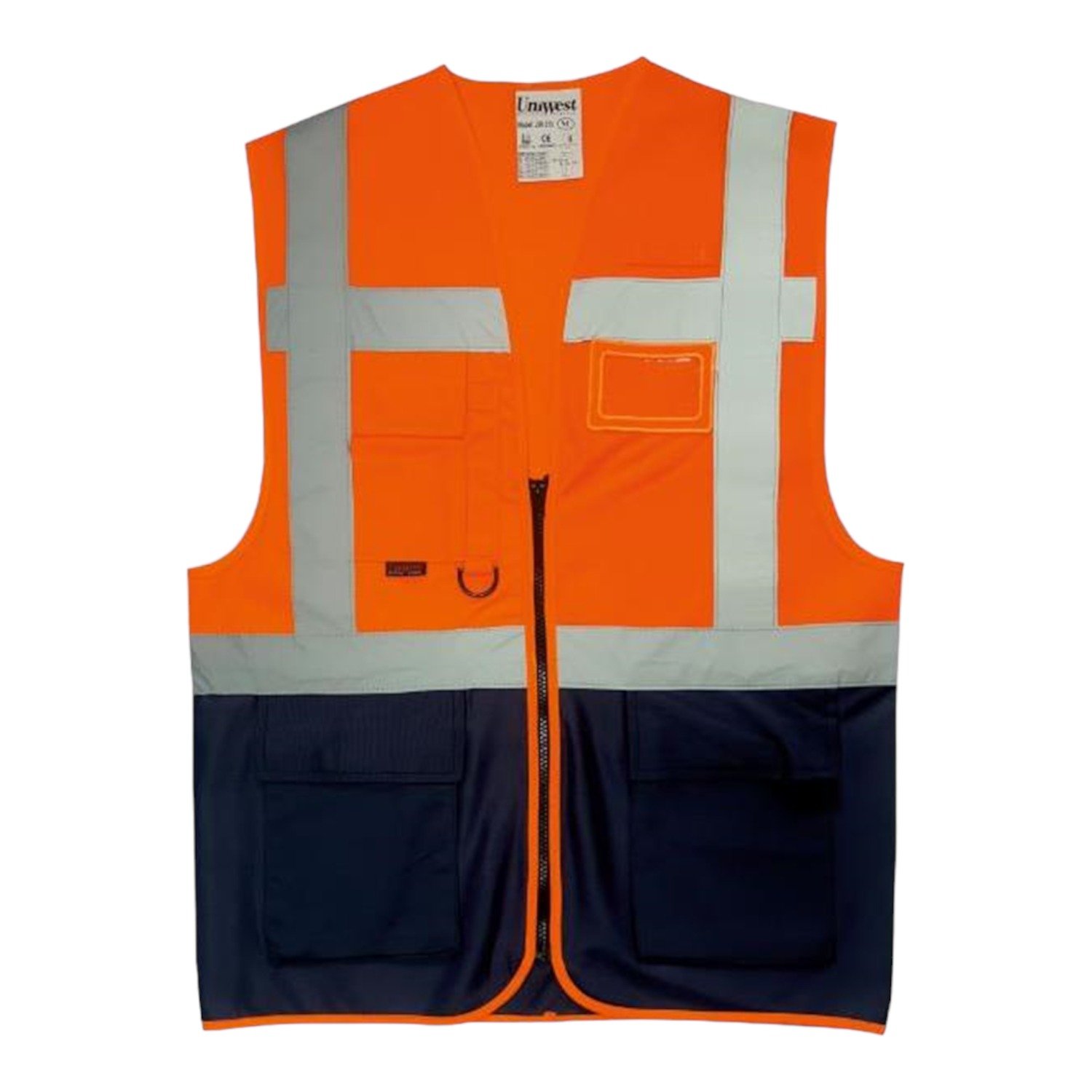 Uniwest UW 212 Reflektörlü Yönetici İkaz Yeleği (Turuncu/Lacivert)
