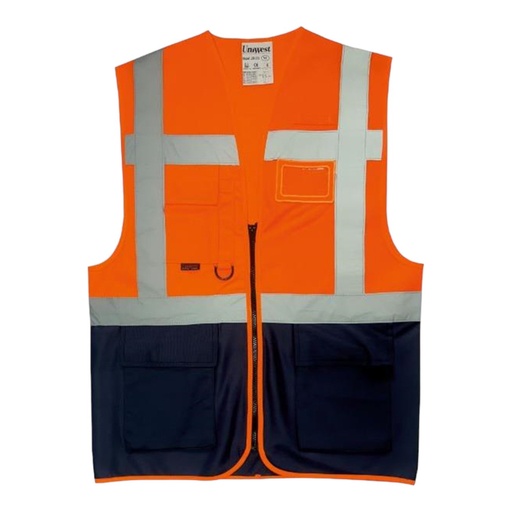 Uniwest UW 212 Reflektörlü Yönetici İkaz Yeleği (Turuncu/Lacivert)