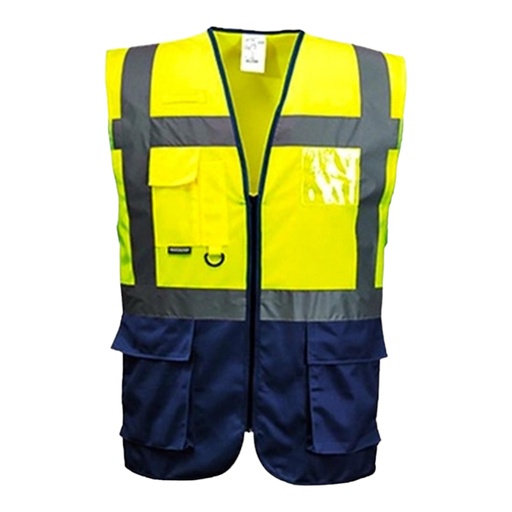 Uniwest UW 211 Reflektörlü Yönetici İkaz Yeleği (Sarı/Lacivert)