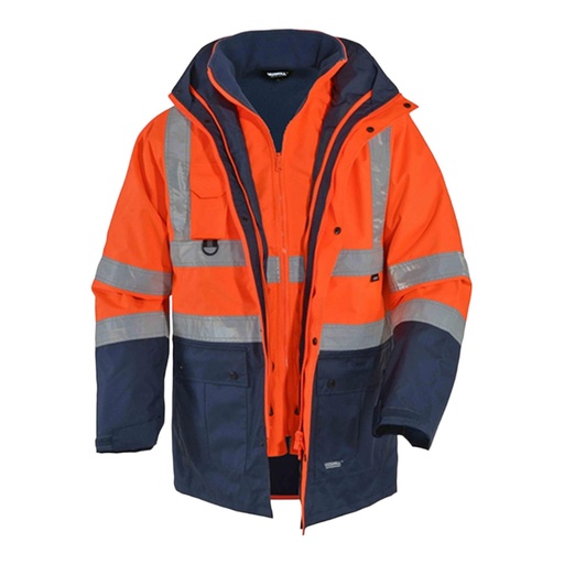 Vizwell WJK44 Oxford 5 İn 1 Reflektörlü Parka (Turuncu/Lacivert)