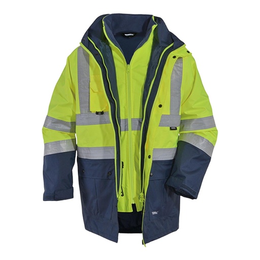 Vizwell WJK44 Oxford 5 İn 1 Reflektörlü Parka (Sarı/Lacivert)