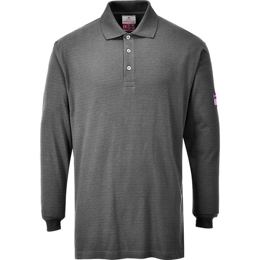 Portwest FR10 - Alev Almaz Anti-Statik Uzun Kollu Polo Shirt (Gri)